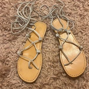 UO urban outfitters Marley Suede Gladiator Sandal white size 7